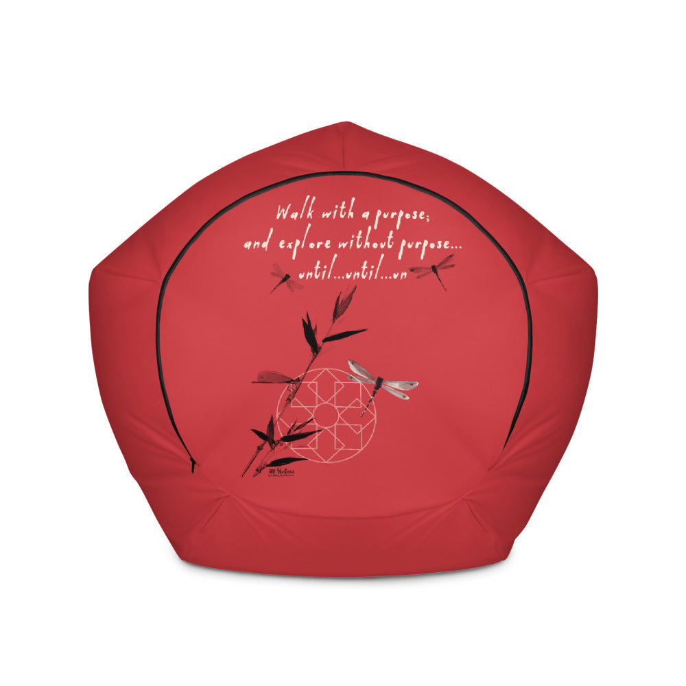 Walk With A Purpose Haiku With Dragonfly on Bean Bag Chair Cover