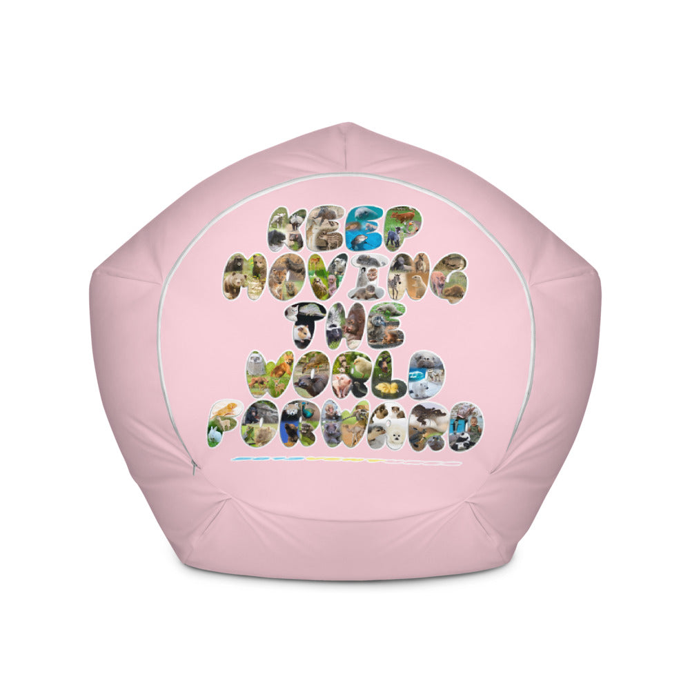 Baby Animals Keep Moving The World Forward In Pink on Bean Bag Chair Cover