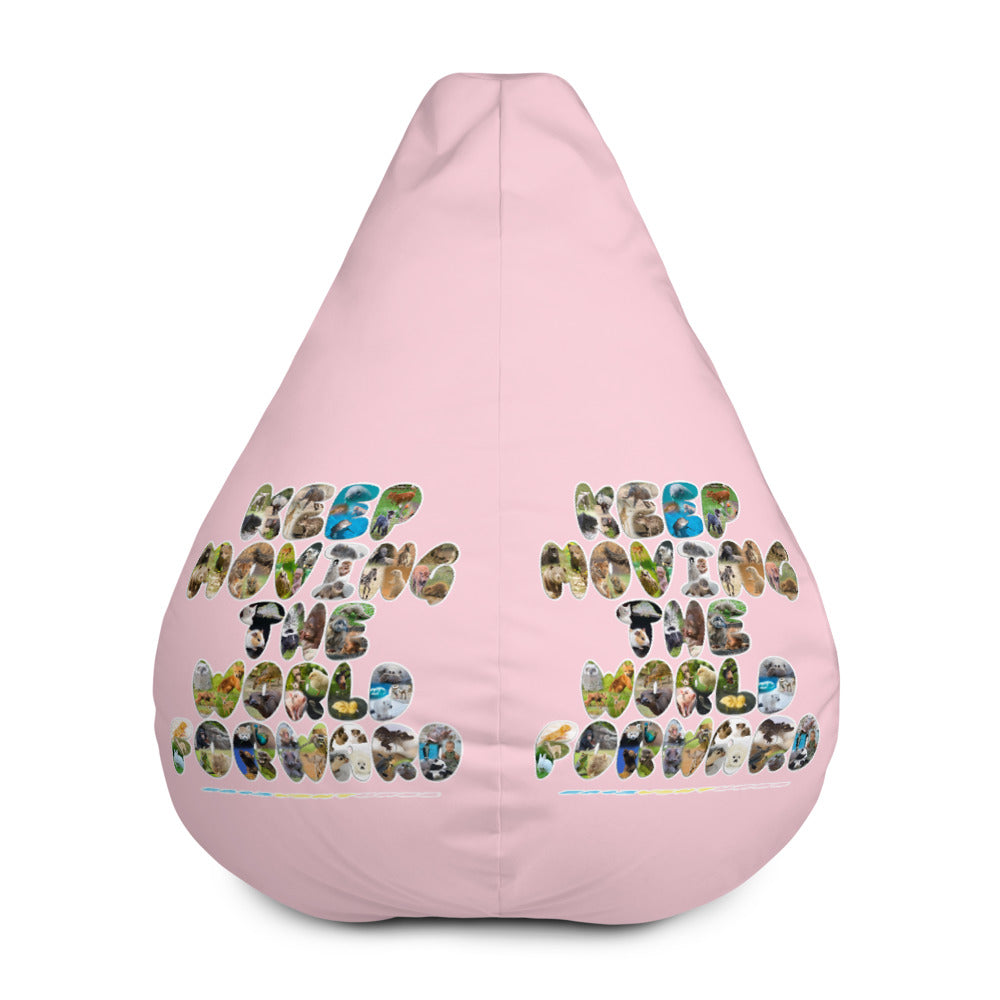 Baby Animals Keep Moving The World Forward In Pink on Bean Bag Chair Cover