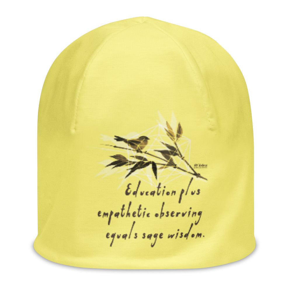 Sage Wisdom Haiku With Sparrow on Original Beanie