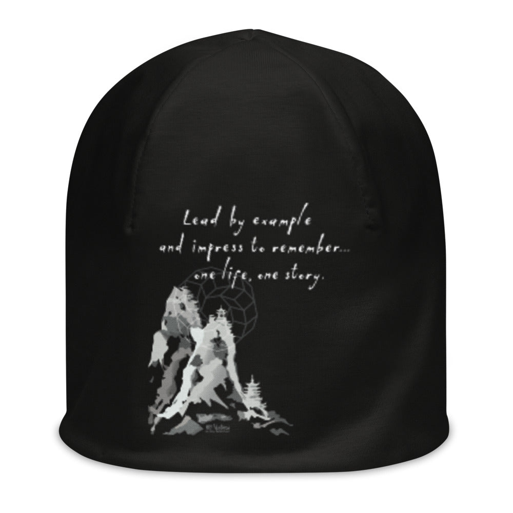 Lead By Example Haiku With Mountain Shrines on Original Beanie