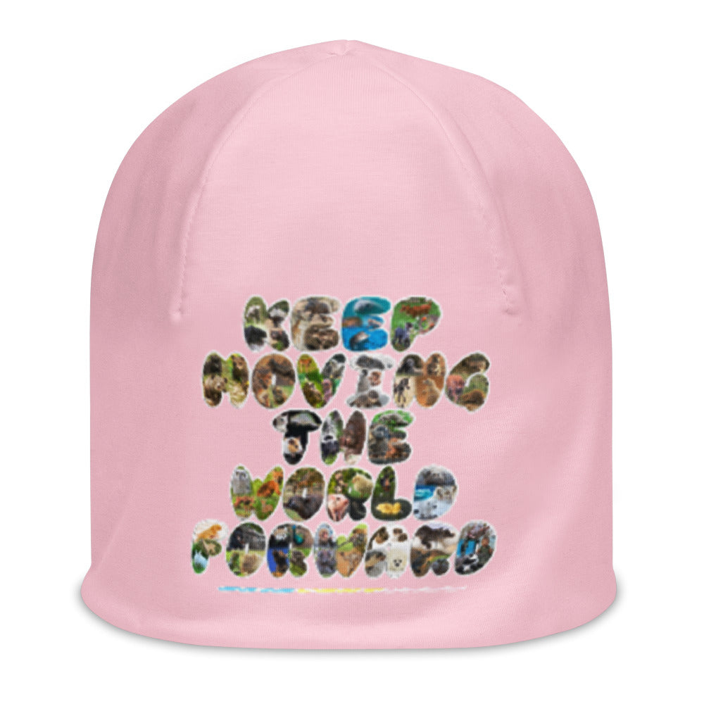 Baby Animals Keep Moving The World Forward In Pink on Original Beanie