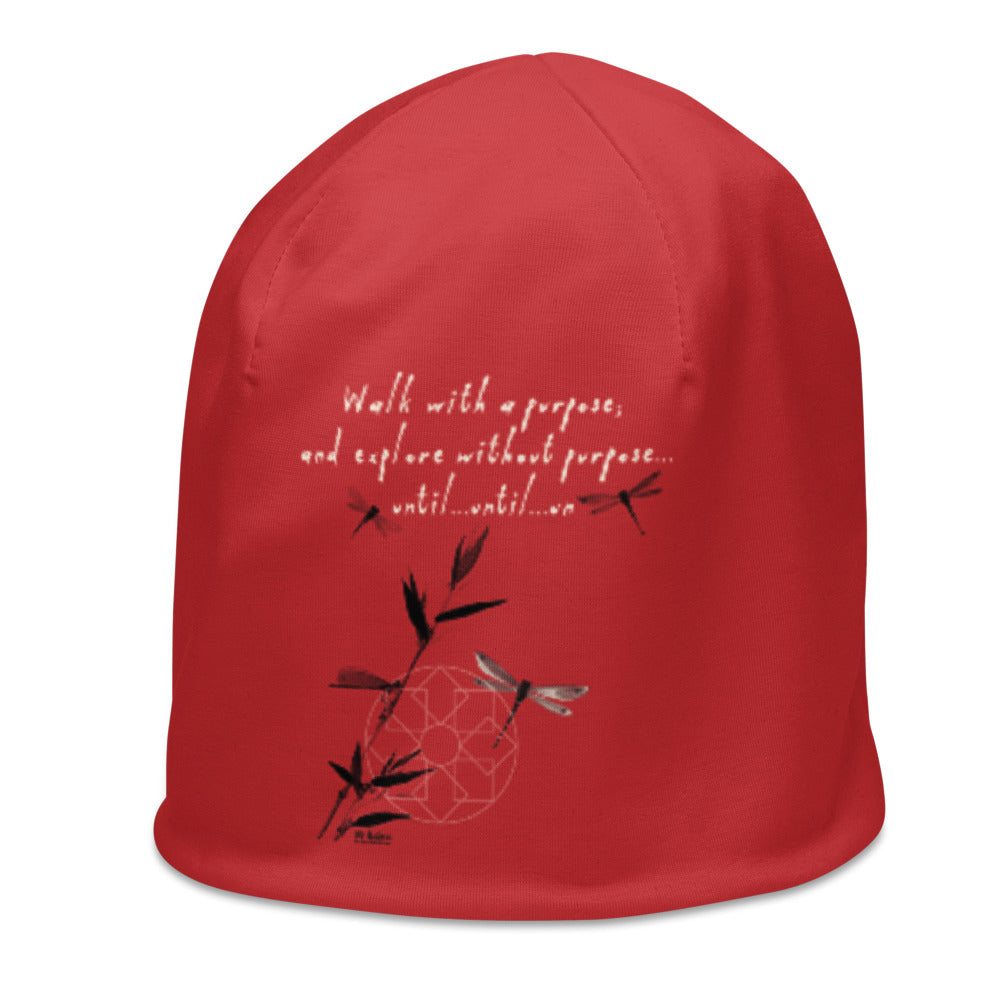 Walk With A Purpose Haiku With Dragonfly on Original Beanie