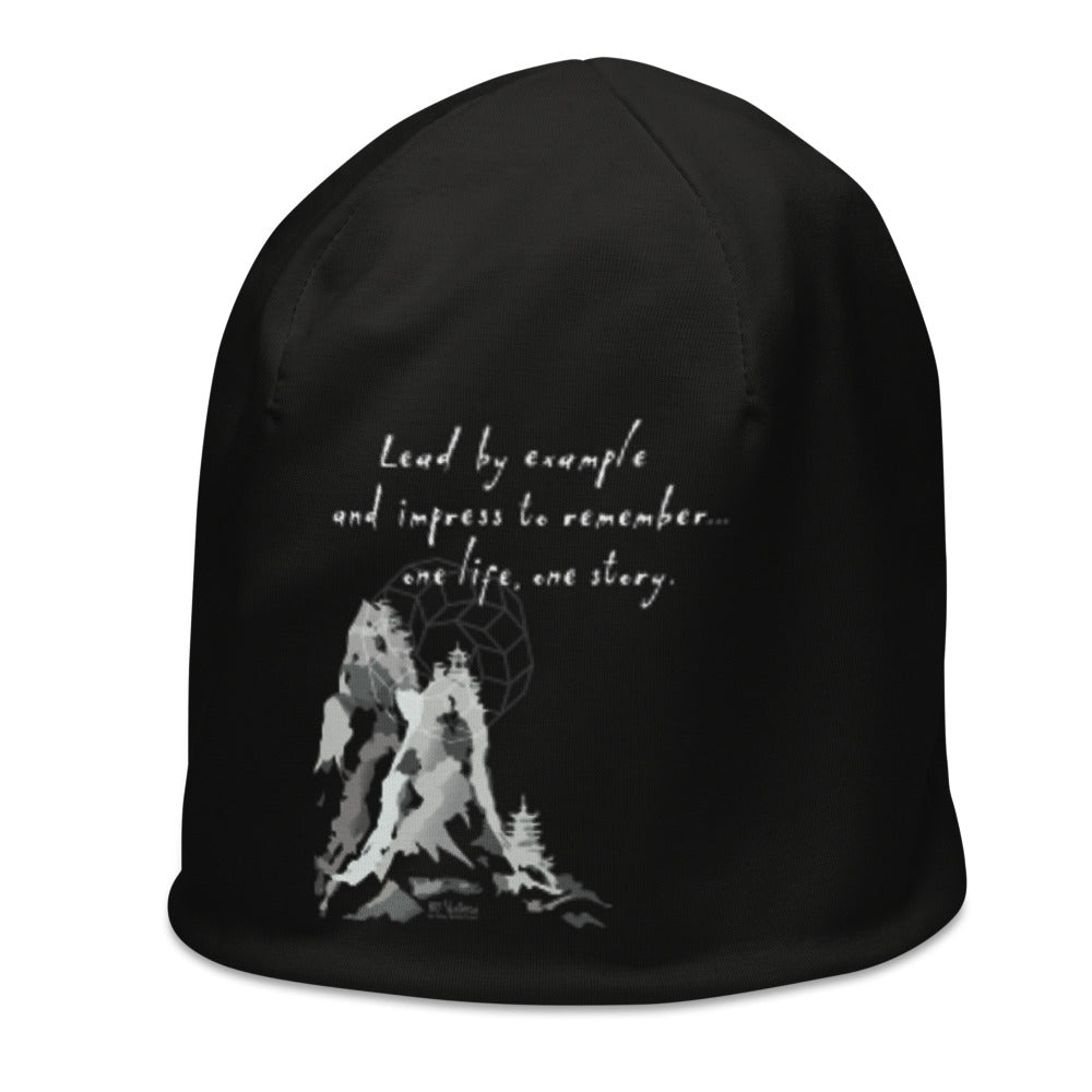 Lead By Example Haiku With Mountain Shrines on Original Beanie