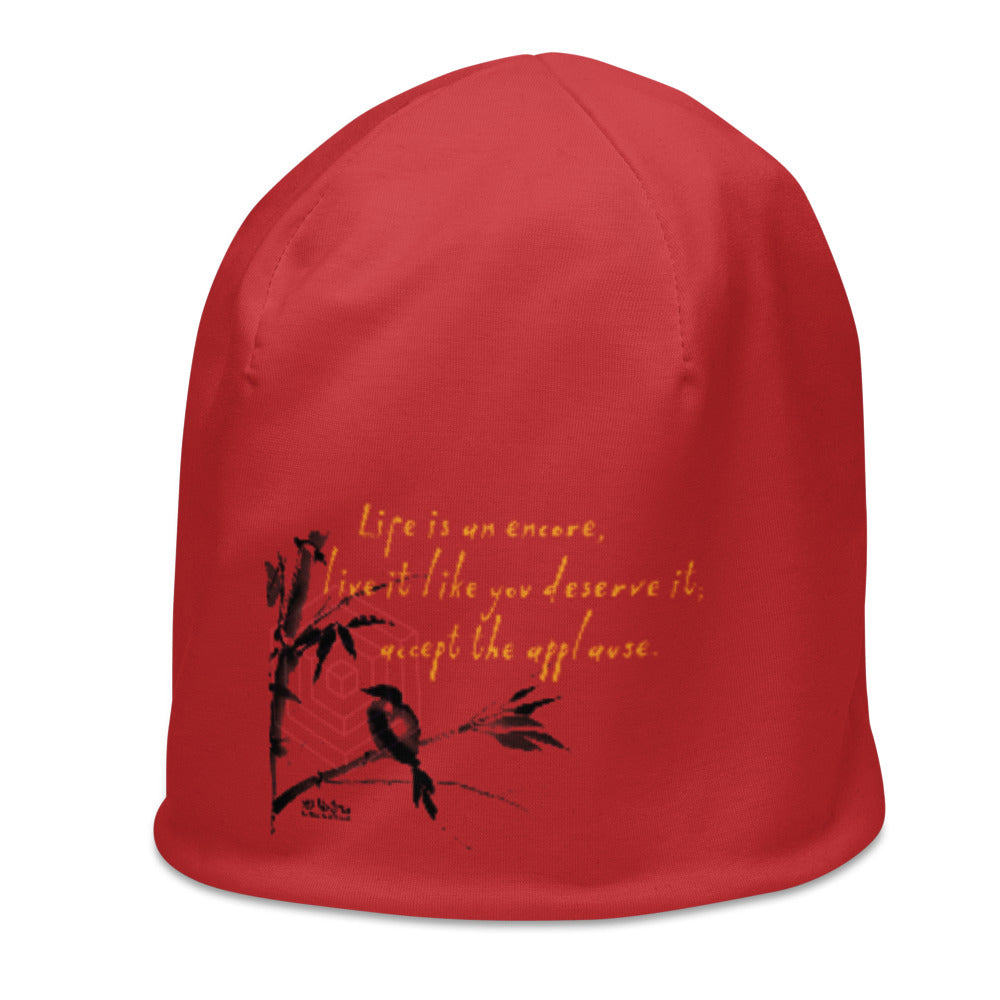 Life Is An Encore Haiku With Wren on Original Beanie