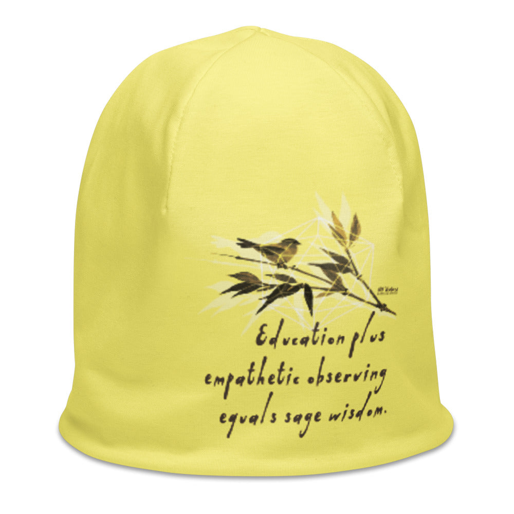 Sage Wisdom Haiku With Sparrow on Original Beanie