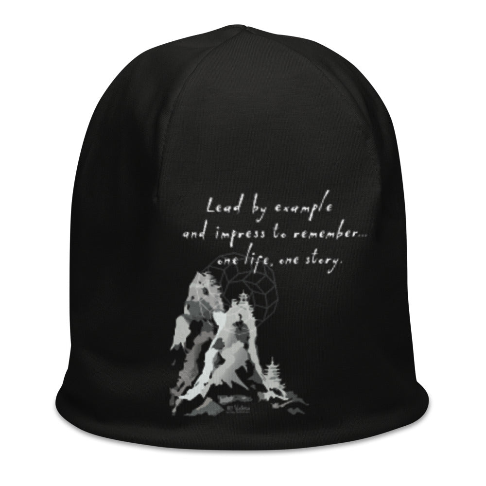 Lead By Example Haiku With Mountain Shrines on Original Beanie