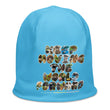 Baby Animals Keep Moving The World Forward In Blue on Original Beanie