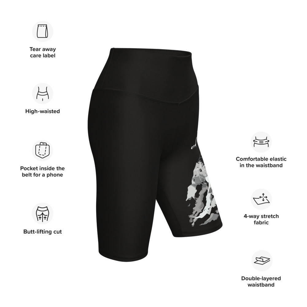 Lead By Example Haiku With Mountain Shrines on Biker Shorts