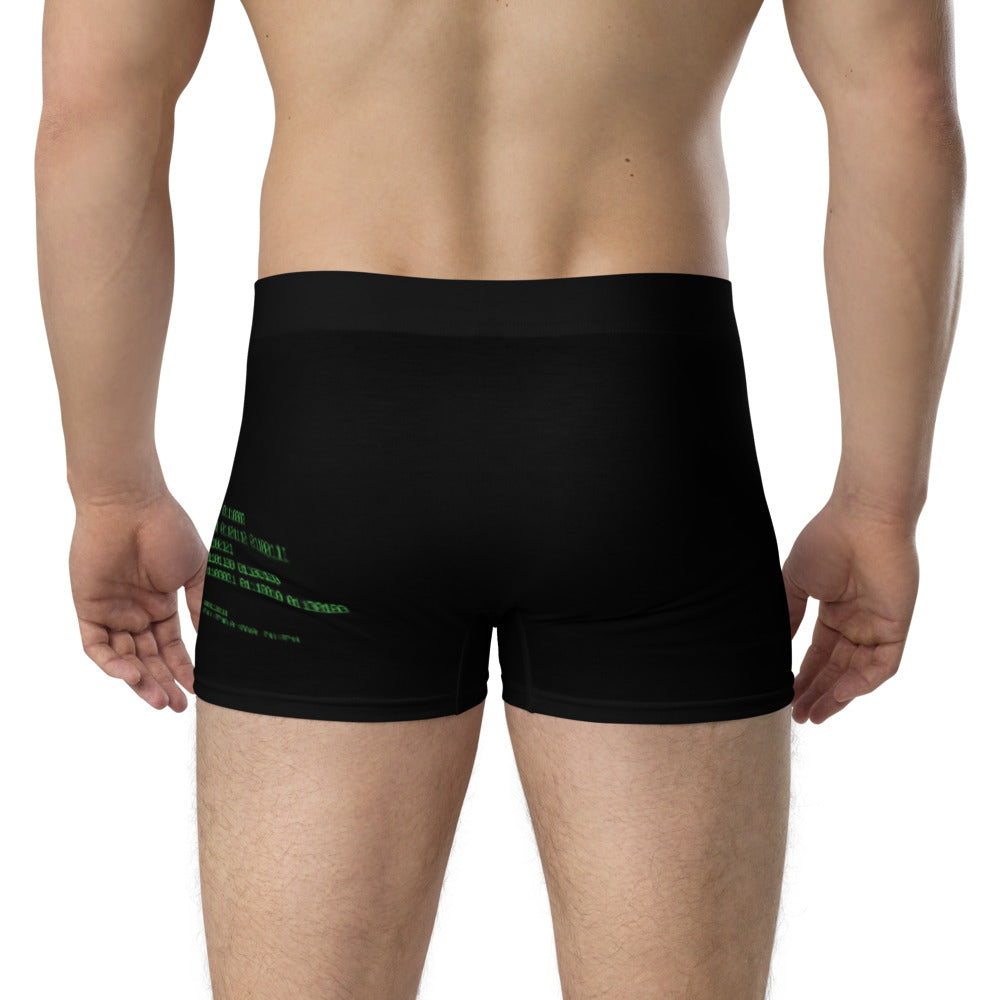 Binary Instructions To Keep Moving The World Forward With Vitruvian Earth In Green on Men's Boxer Briefs