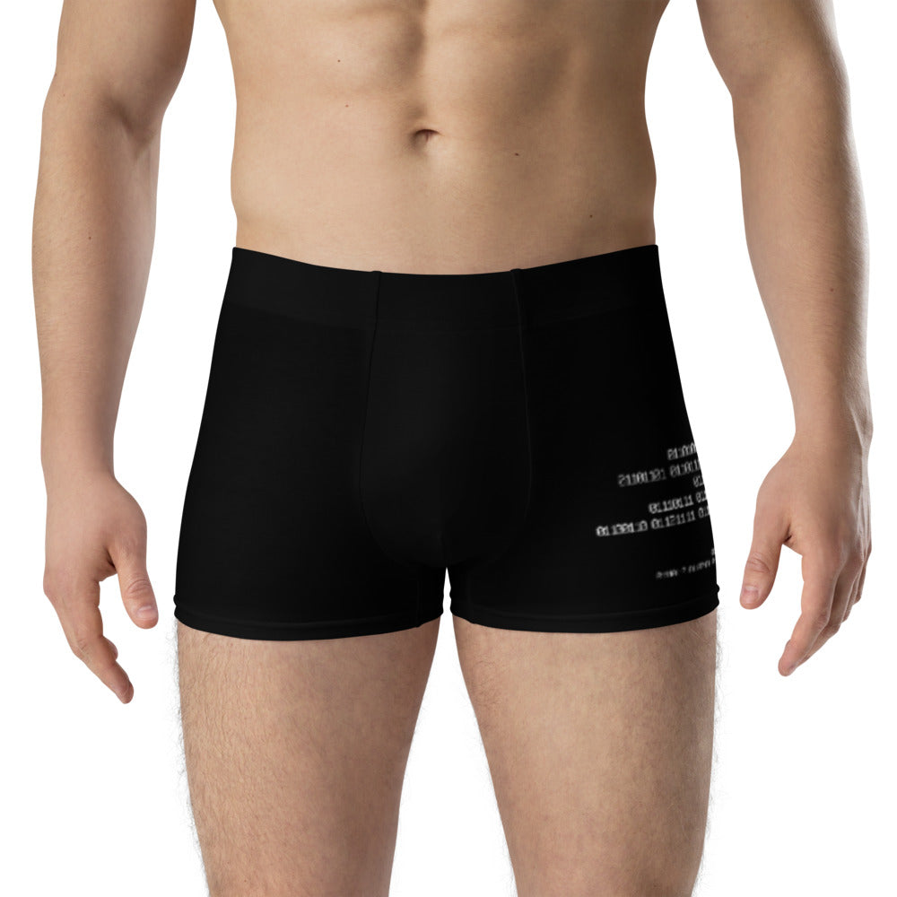 Binary Instructions To Keep Moving The World Forward With Vitruvian Earth In White on Men's Boxer Briefs