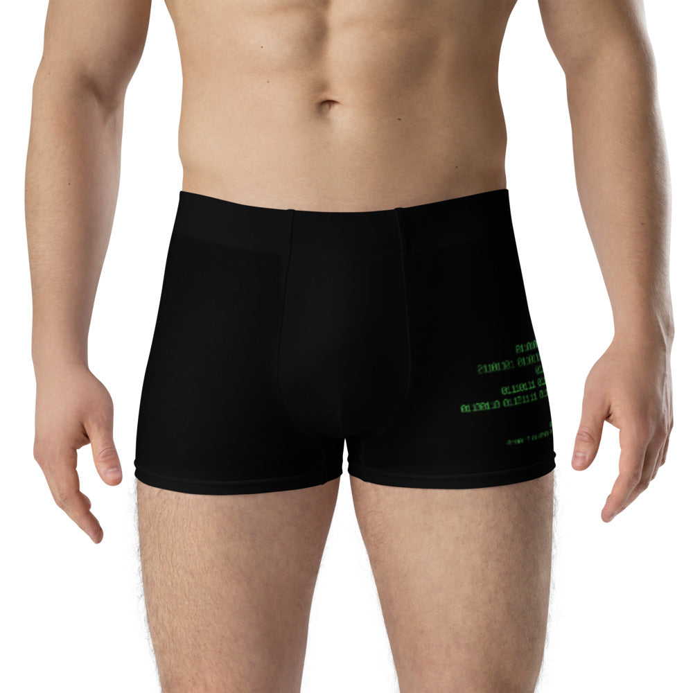 Binary Instructions To Keep Moving The World Forward With Vitruvian Earth In Green on Men's Boxer Briefs