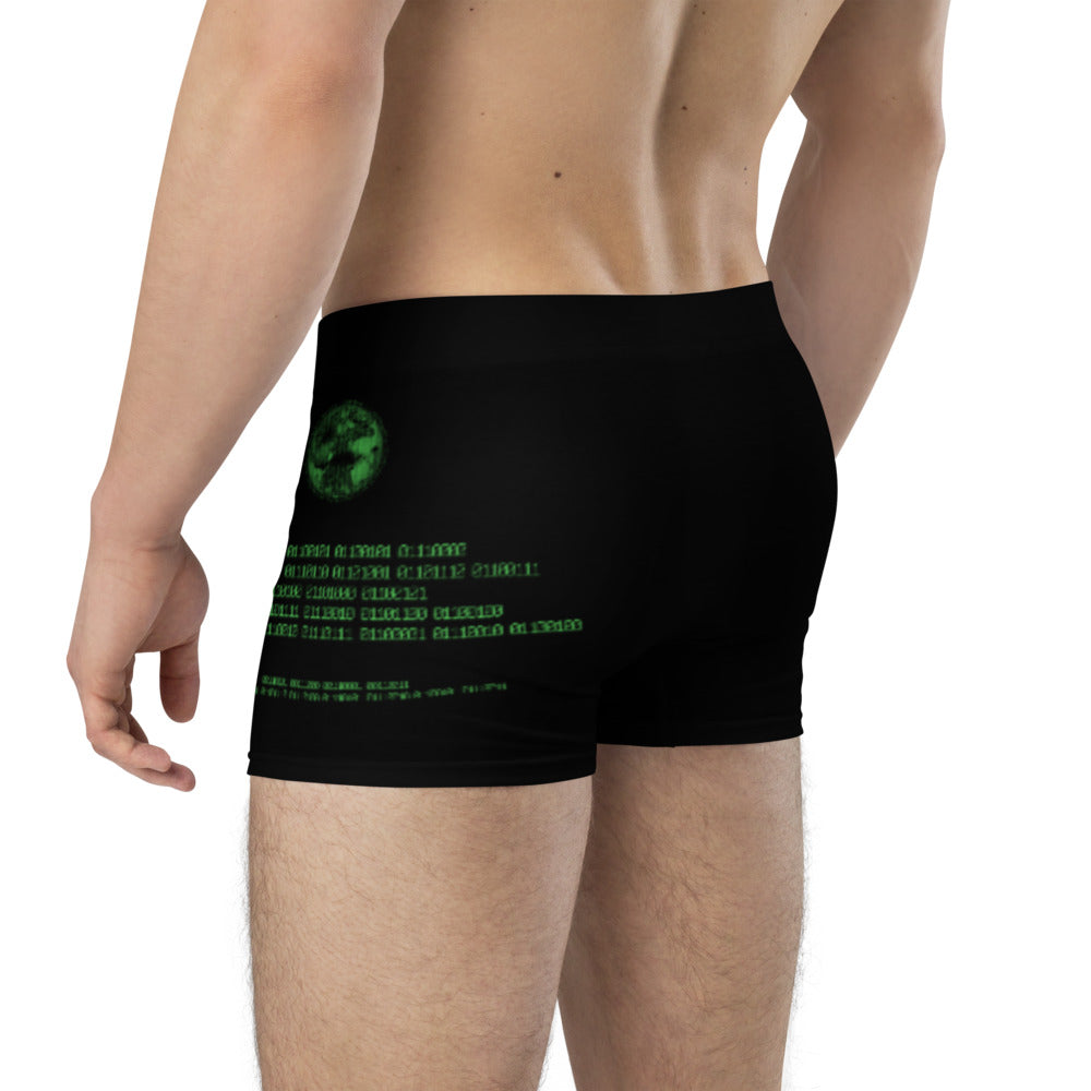 Binary Instructions To Keep Moving The World Forward With Vitruvian Earth In Green on Men's Boxer Briefs