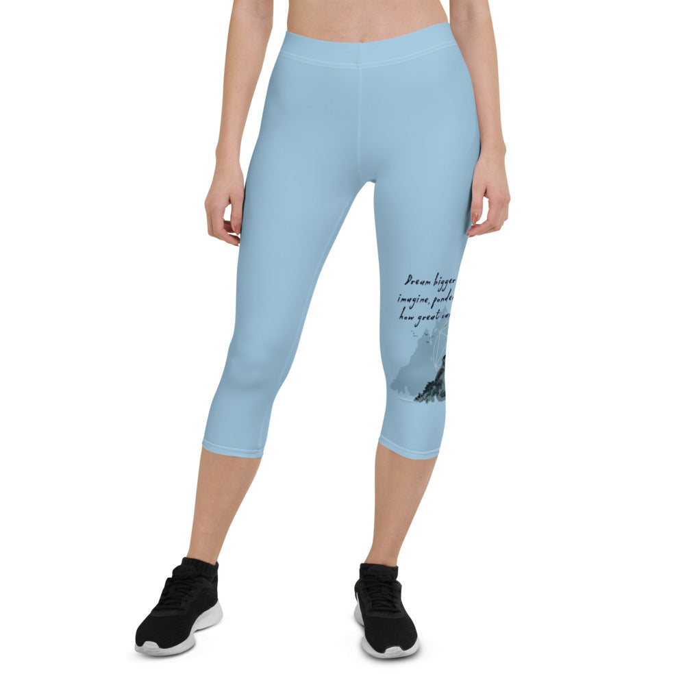 Dream Bigger Haiku With Mountains on Capri Leggings