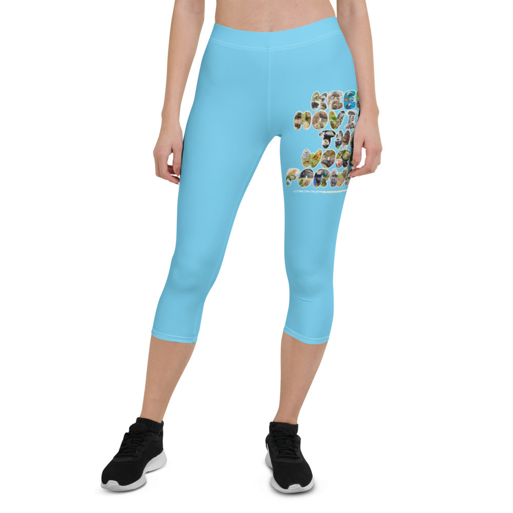 Baby Animals Keep Moving The World Forward In Blue on Capri Leggings