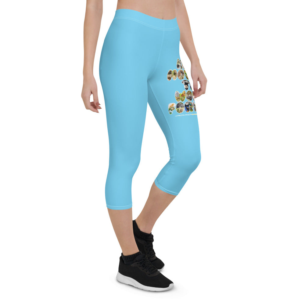 Baby Animals Keep Moving The World Forward In Blue on Capri Leggings