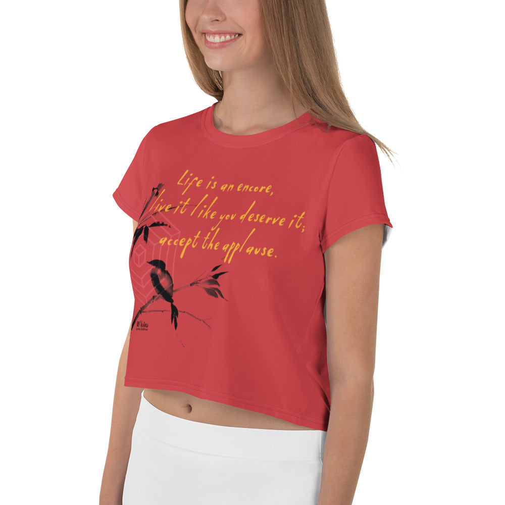 Life Is An Encore Haiku With Wren on Women's Original Crop Top T-Shirt