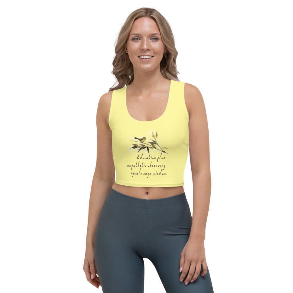 Sage Wisdom Haiku With Sparrow on Women's Original Crop Tank Top