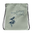 Love Gratitude Peace Harmony Haiku With Bamboo on Drawstring Bag