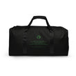 Binary Instructions To Keep Moving The World Forward With Vitruvian Earth In Green on Duffel Bag