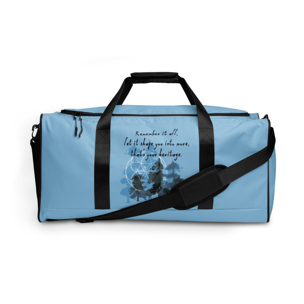 Remember Your Heritage Haiku With Trees on Duffel Bag