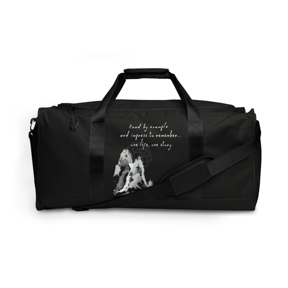 Lead By Example Haiku With Mountain Shrines on Duffel Bag