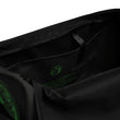 Binary Instructions To Keep Moving The World Forward With Vitruvian Earth In Green on Duffel Bag