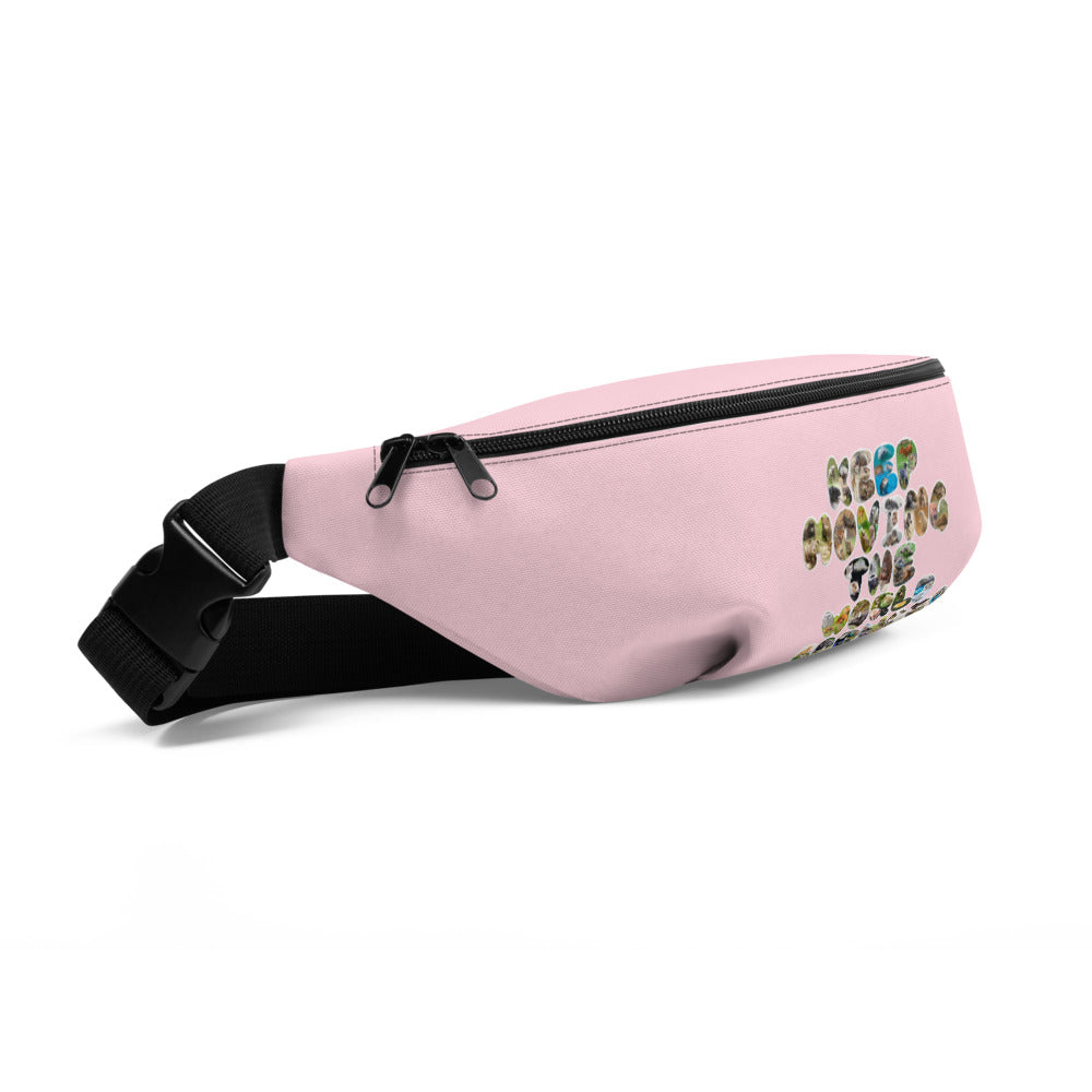 Baby Animals Keep Moving The World Forward In Pink on Fanny Pack