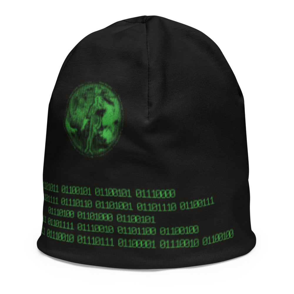 Binary Instructions To Keep Moving The World Forward With Venusian Earth In Green on Kids Original Beanie