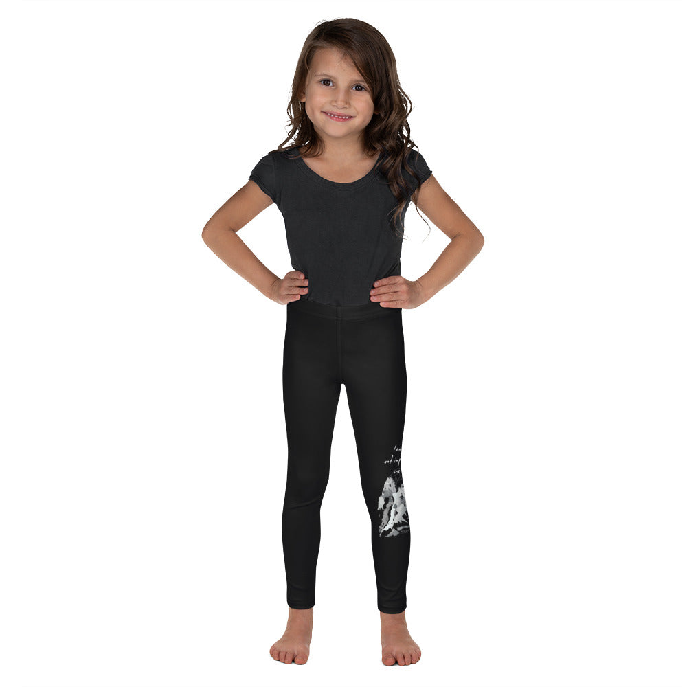 Lead By Example Haiku With Mountain Shrines on Kids Leggings