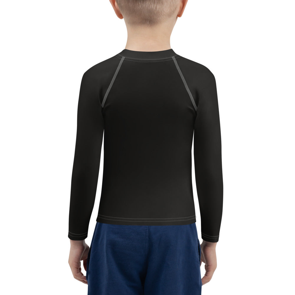 Binary Instructions To Keep Moving The World Forward With Vitruvian Earth In White on Kids Rash Guard