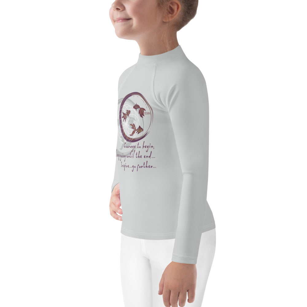 Courage To Begin Haiku With Fish on Kids Rash Guard