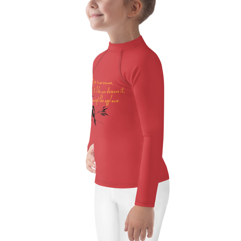 Life Is An Encore Haiku With Wren on Kids Rash Guard