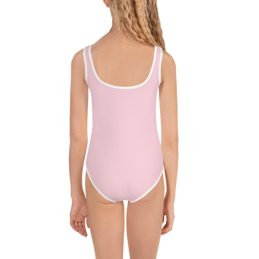 Baby Animals Keep Moving The World Forward In Pink on Kids One-Piece Swimsuit