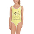 Sage Wisdom Haiku With Sparrow on Kids One-Piece Swimsuit