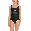 Binary Instructions To Keep Moving The World Forward With Venusian Earth In White on Kids One-Piece Swimsuit