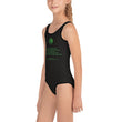 Binary Instructions To Keep Moving The World Forward With Venusian Earth In Green on Kids One-Piece Swimsuit