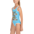 Baby Animals Keep Moving The World Forward In Blue on Kids One-Piece Swimsuit