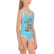 Baby Animals Keep Moving The World Forward In Blue on Kids One-Piece Swimsuit