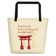 Descendants Need Ancestors Haiku With Pagoda on Beach Bag