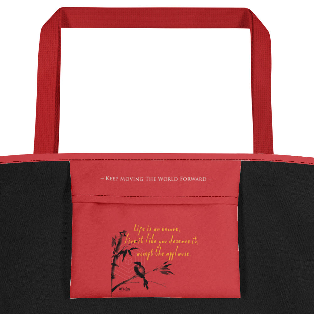 Life Is An Encore Haiku With Wren on Beach Bag