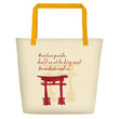 Descendants Need Ancestors Haiku With Pagoda on Beach Bag