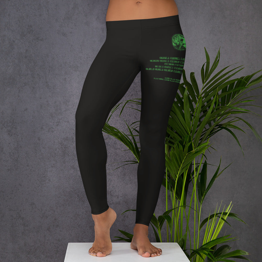 Binary Instructions To Keep Moving The World Forward With Venusian Earth In Green on Women's Leggings