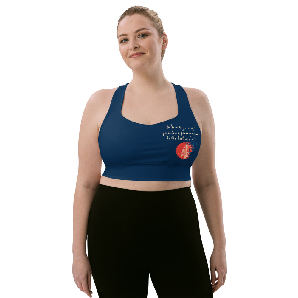 Believe To Win Haiku With Sun Tree on Longline Sports Bra