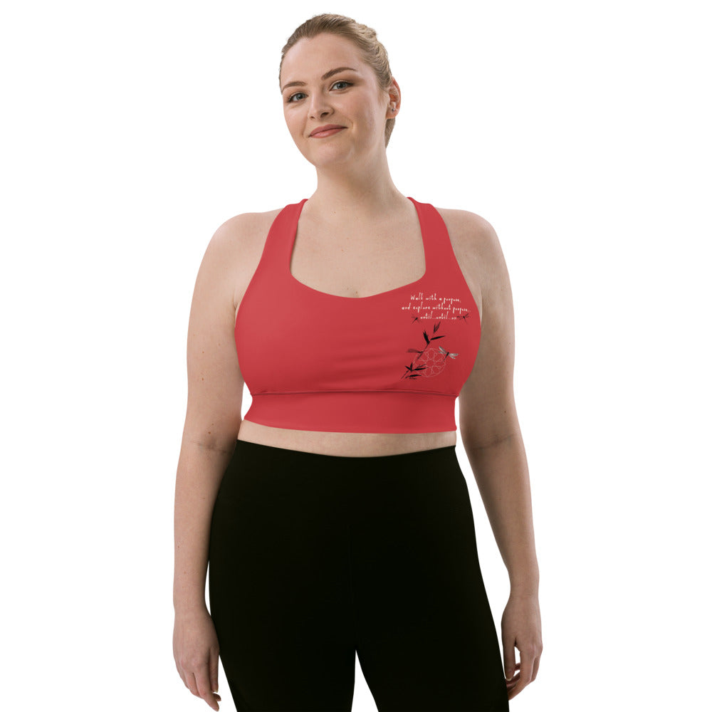 Walk With A Purpose Haiku With Dragonfly on Longline Sports Bra