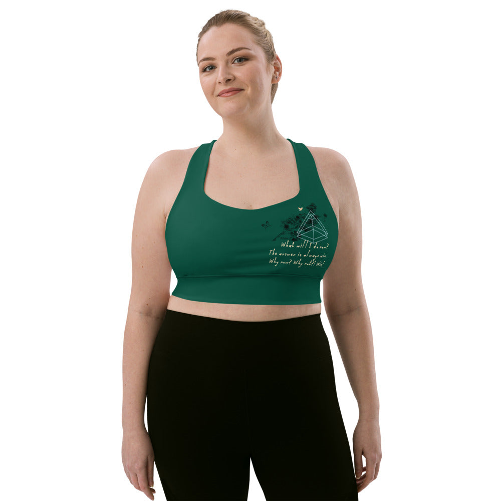 Always Win Now Haiku With Butterfly on Longline Sports Bra