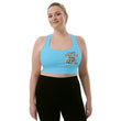 Baby Animals Keep Moving The World Forward In Blue on Longline Sports Bra