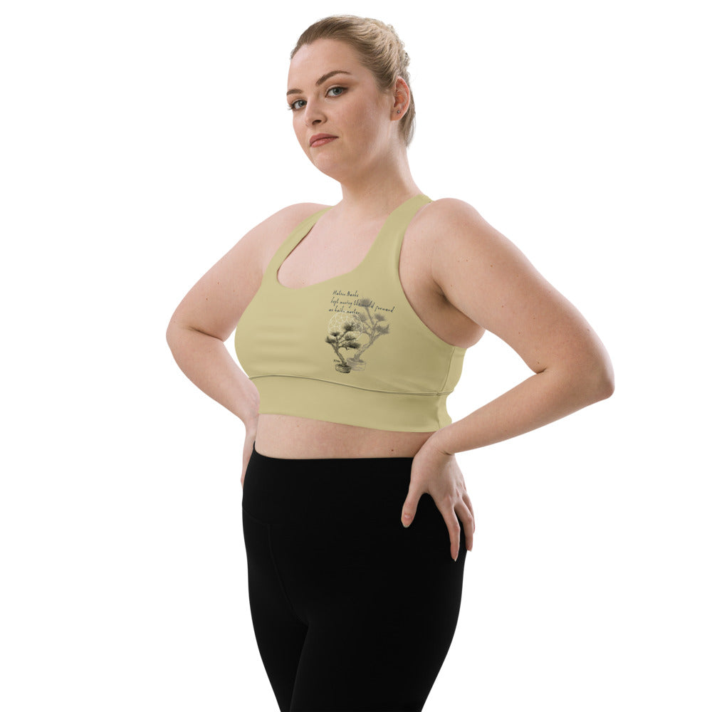 Matsuo Basho Haiku With Bonsai on Longline Sports Bra