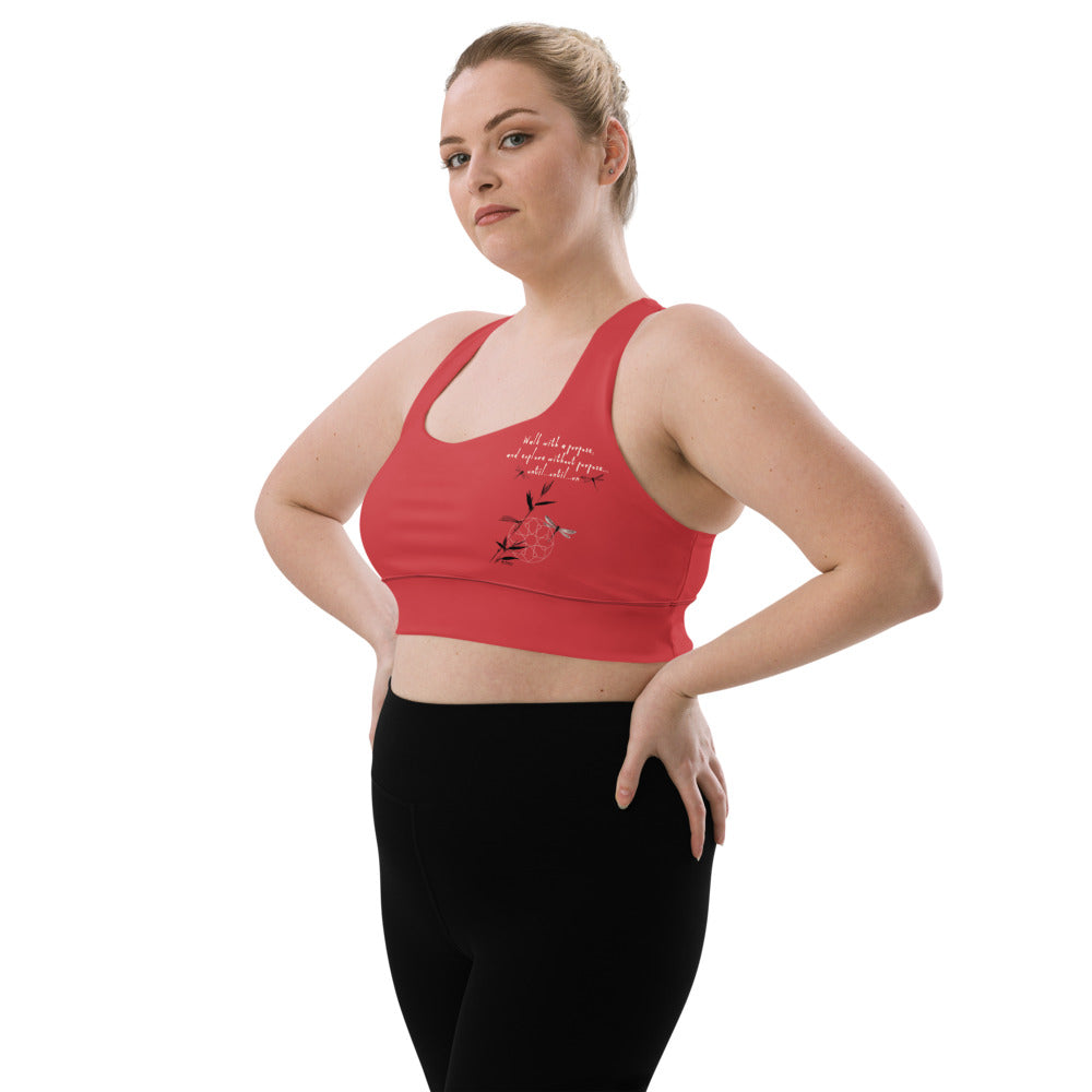 Walk With A Purpose Haiku With Dragonfly on Longline Sports Bra