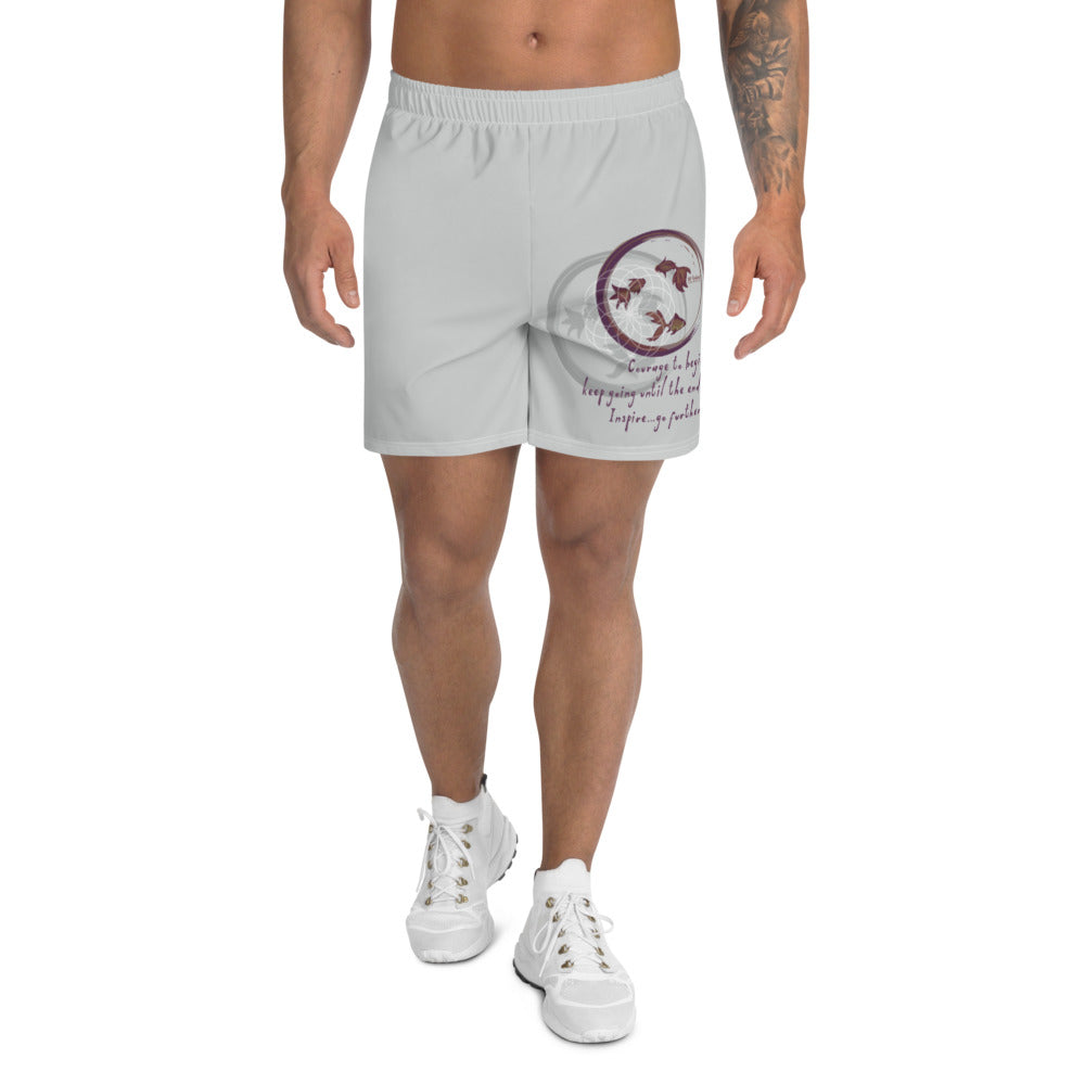 Courage To Begin Haiku With Fish on Men's Athletic Long Shorts